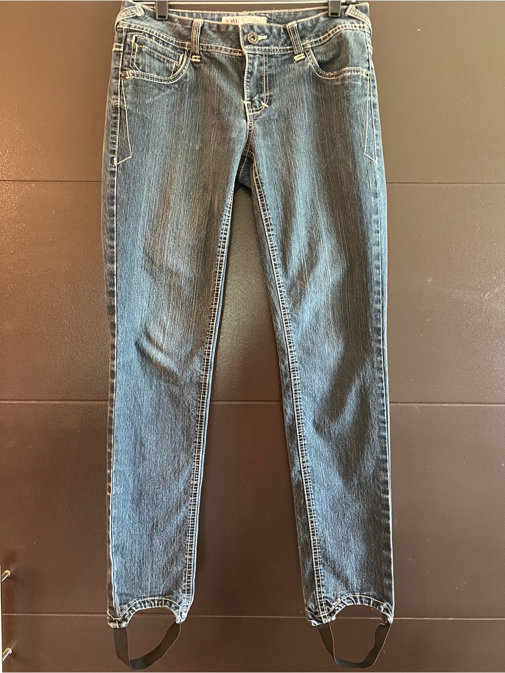 YMI Women's Medium Blue Skinny Jeans with Stirrup Hem